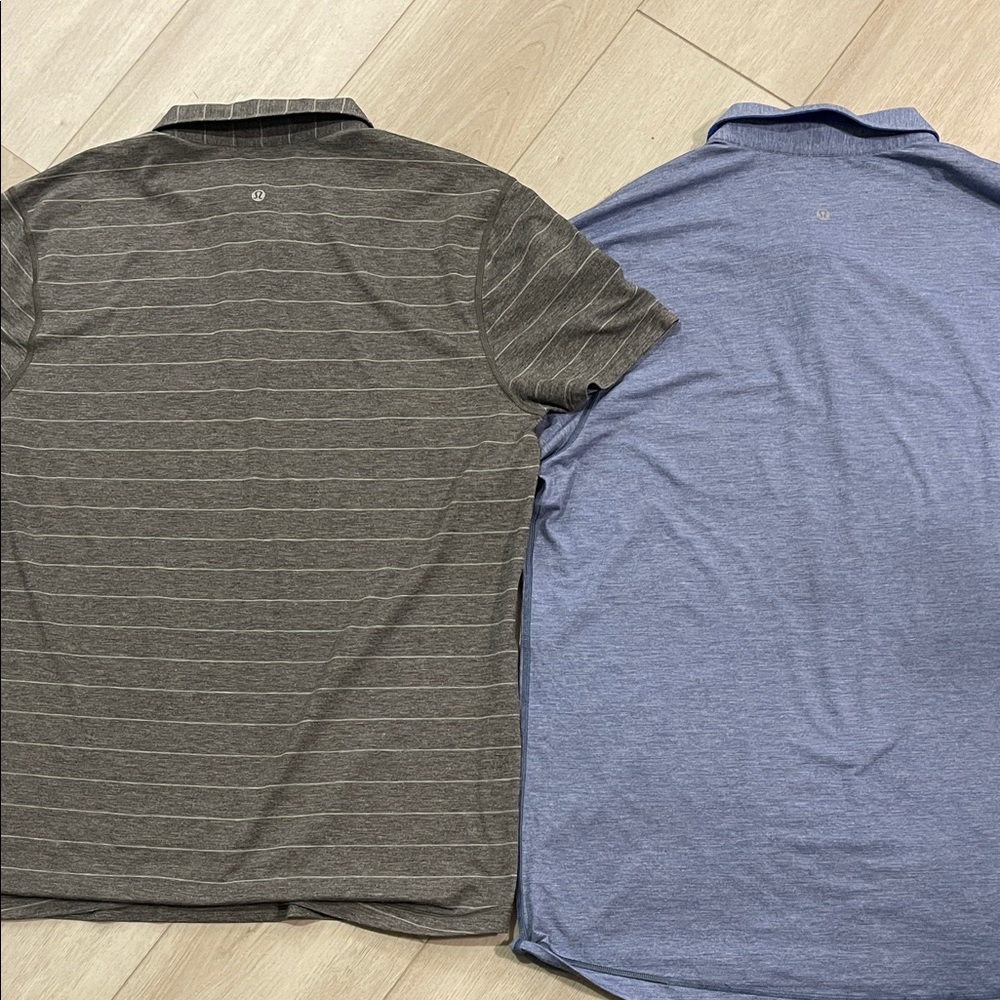 Lululemon polos
Men's Striped Gray and Solid Blue Polo Shirt